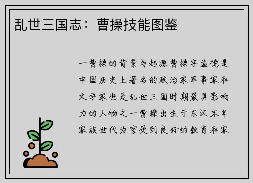 乱世三国志：曹操技能图鉴